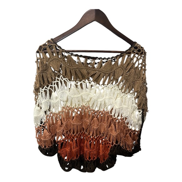 VIVID COLLECTION OF NY MACRAME CROCHET LOOSE KNIT MULTICOLOR BOHO TOP SZ LARGE - Picture 8 of 8
